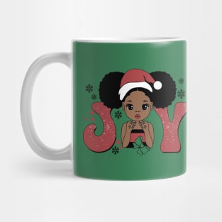 Black Girl Santa Hat Christmas Joy Mug